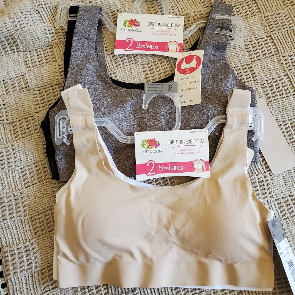 Girls invisible bra 2 pks 4 pairs